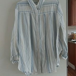 Vanilla Star blue and white striped button down